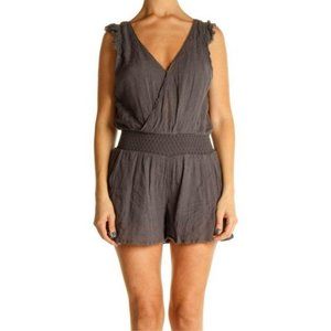 Free People Sleeveless Romper | Boho Smocked Short Romper Washed Gray